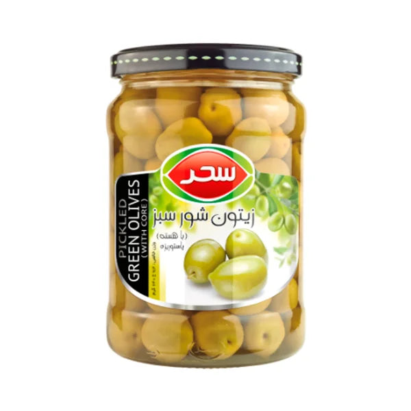 Sahar Pickled Green Olives ( With Core), 640gr