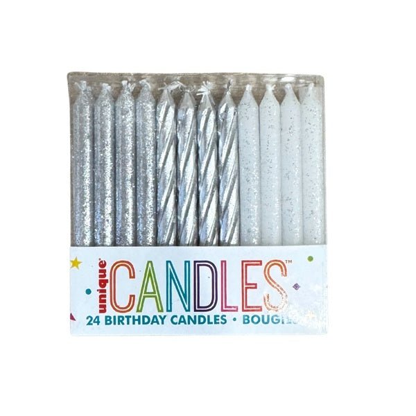 silver birthday candles