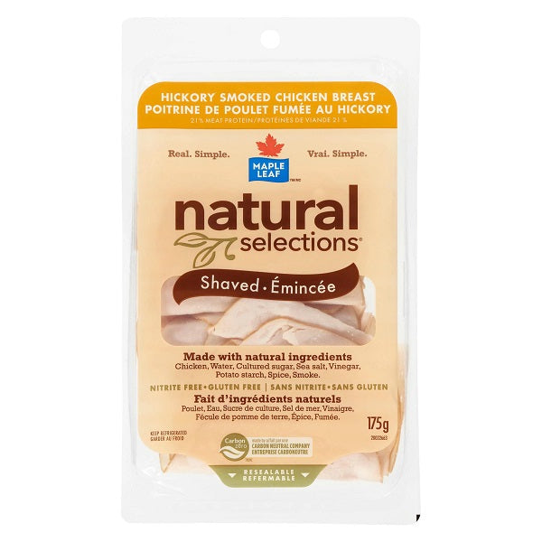 Maple Leaf Natural Selections Shaved Deli Chicken Breast Hickory Smoked 175g