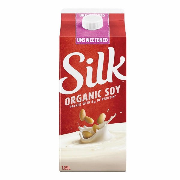 Silk Organic Soy Beverage, Unsweetened Original, Dairy Free, 1.89L