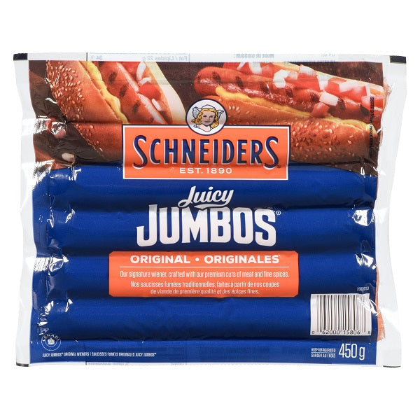 Schneiders Juicy Jumbos Original Hot Dogs  450 Gr