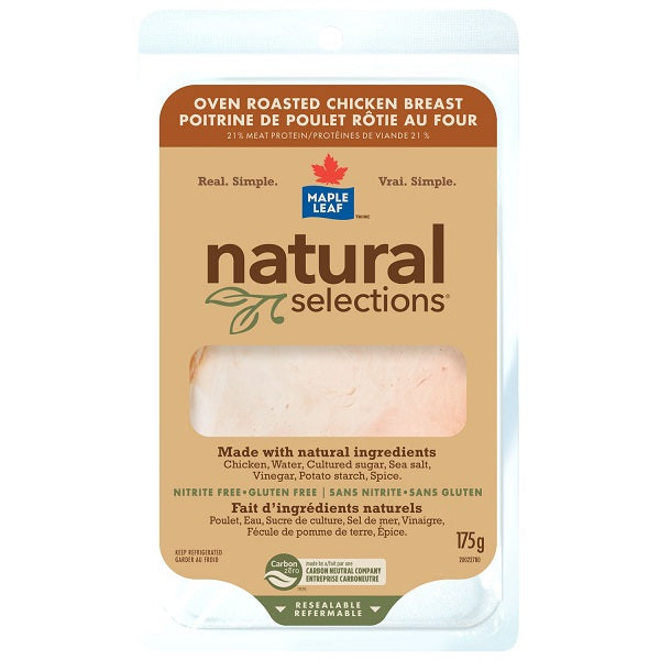 Maple Leaf Natural Selections Sliced Deli Chicken Breast Oven Roasted 175g