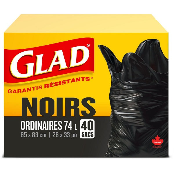 Glad® Black Garbage Bags - Regular 74 Liters (40 Trash Bags)