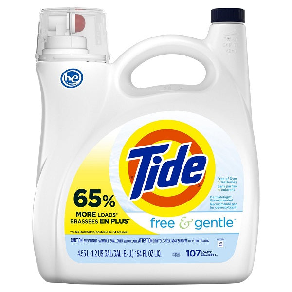 Tide Free & Gentle Liquid Laundry Detergent, HE Compatible 107 loads, 4.55 L