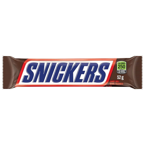 Snickers Chocolate Candy Bar, Full Size, Bar, 52g (Pack of 4)