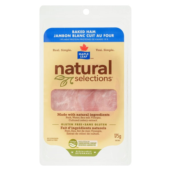 Maple Leaf Natural Selections Sliced Deli Ham Baked  175 Gr