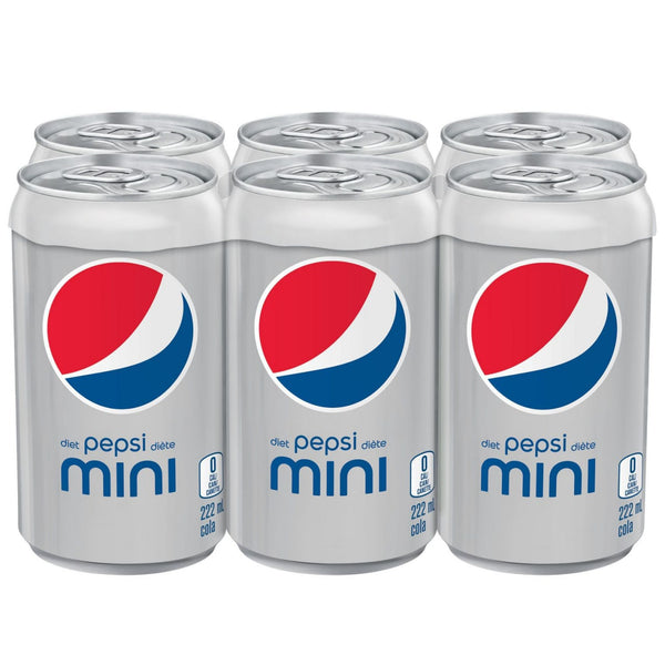 Diet Pepsi Cola, Mini cans, 6 Pack 222mL